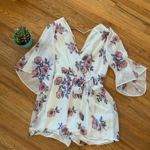 White Floral Romper